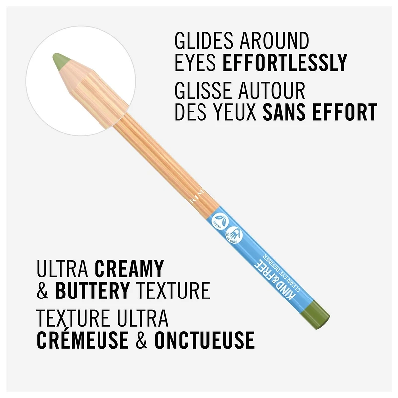 Rimmel Traceur pour les yeux KIND & FREE™, 100% végétalien, texture ultra-crémeuse et onctueuse, pigmentation intense jusqu'à 12 heures Traceur pour les yeux végétalien