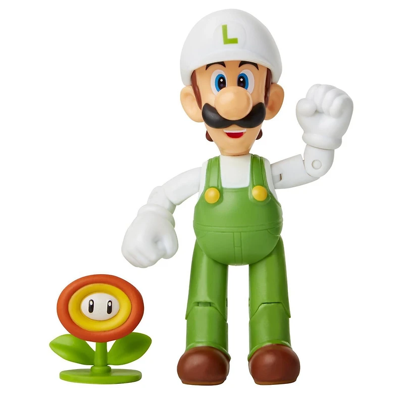 Nintendo 4" Figure - Fire Luigi with Fire Flower