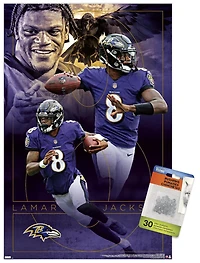 NFL Baltimore Ravens - Lamar Jackson 20 Wall Poster, 22.375" x 34" Framed