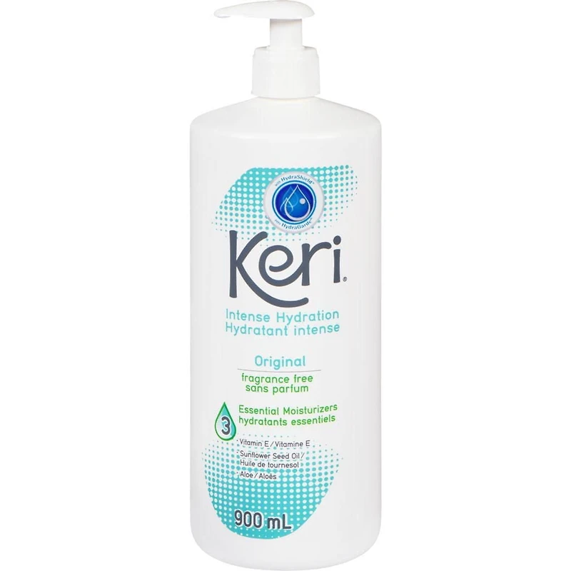 Keri Intense Hydration Lotion, Fragrance Free, With 3 essential moisturizers., 900 ml