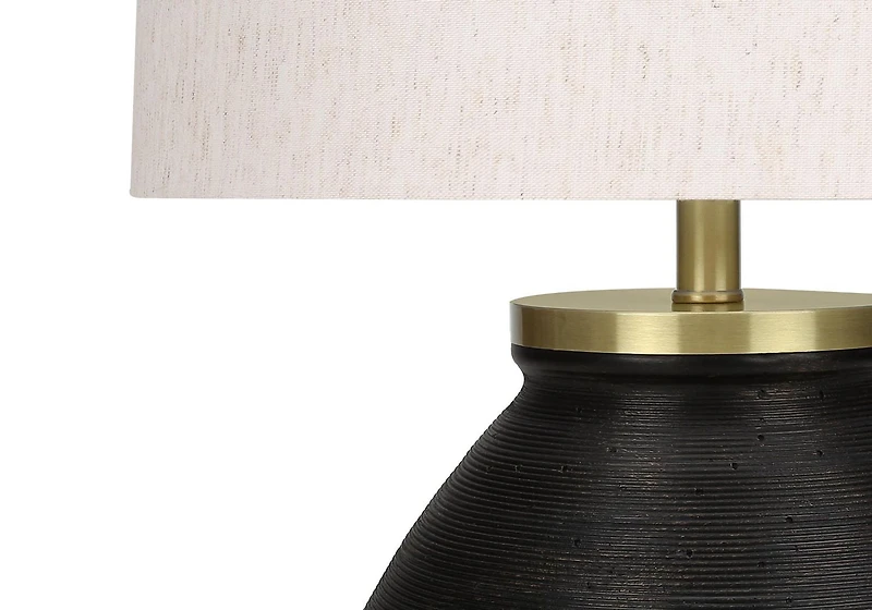 Monarch Specialties  Luminaire, 25"h, Lampe De Table, Béton Noir, Teinte Ivoire / Crème, Contemporain