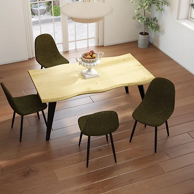 Ensemble de salle à manger Homy Casa style industriel moderne 5 pièces pour 4 personnes, table en faux bois imitation noyer avec bords naturels et 4 chaises sans accoudoirs