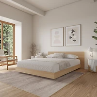 Satori Low Platform King Size Bed Set in Natural Blonde Oak