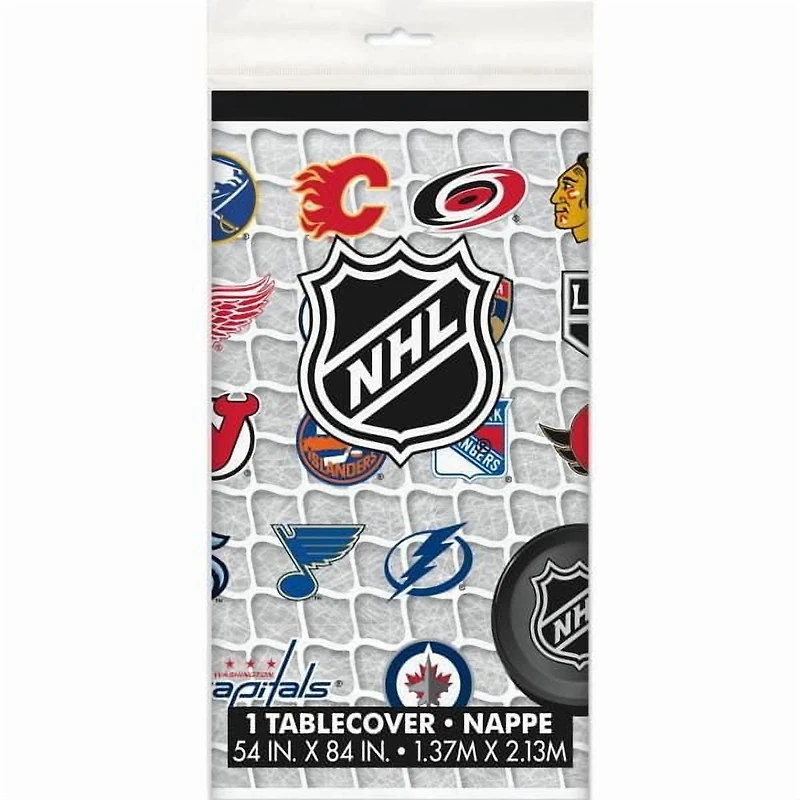 NHL Rectangular Plastic Table Cover, 1ct, measures 54" x 84"