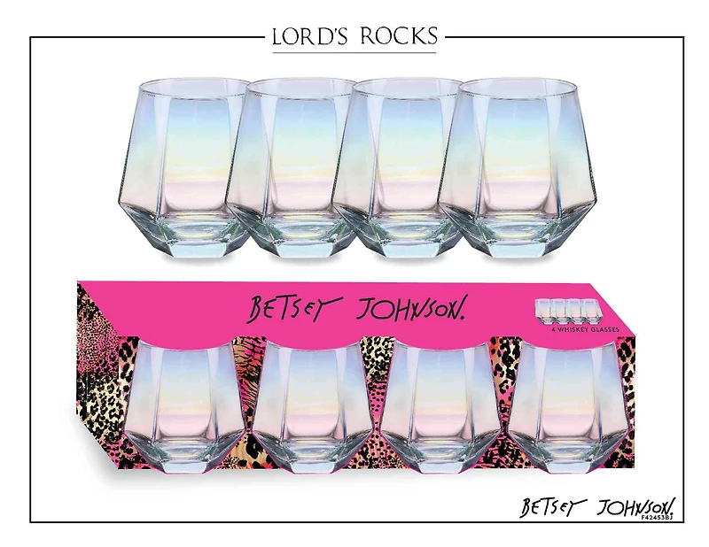 Luv by Betsey Johnson 16oz Whisky Glass Set of 4