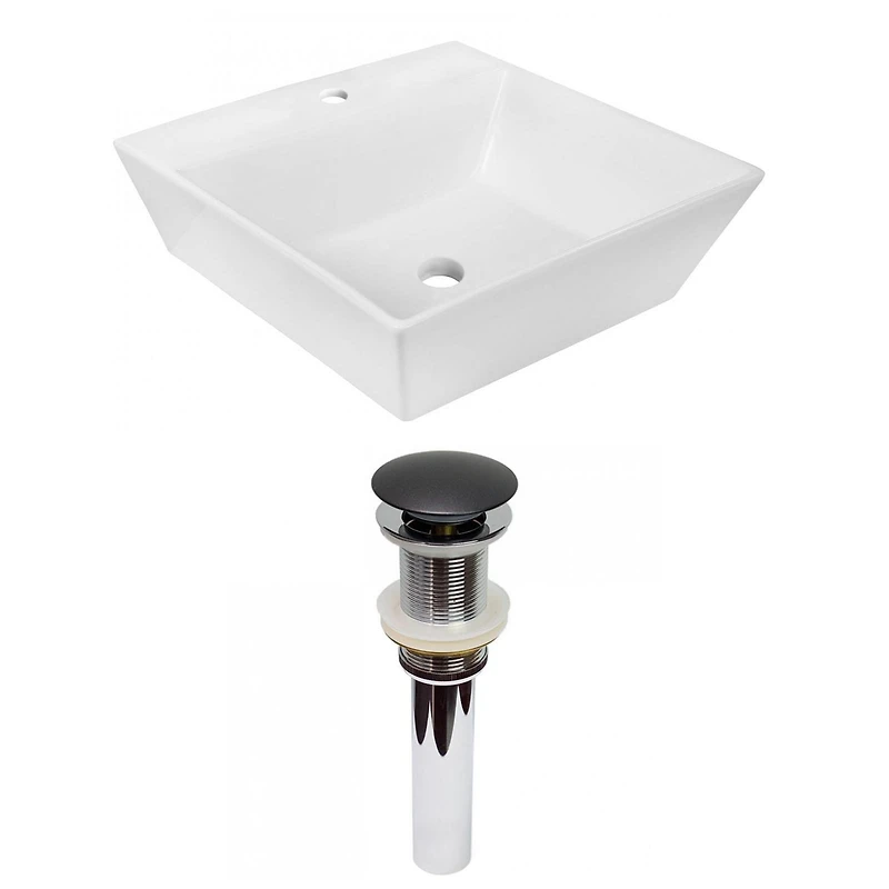 American Imaginations AI-31399 16,5 pouces W au-dessus du navire blanc de compteur pour le perçage de centre de 1 trou