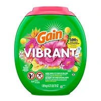Capsules de détergent à lessive Gain Flings grande taille, 3 en 1 avec Febreze et Oxi, parfum Vibrant 45CT