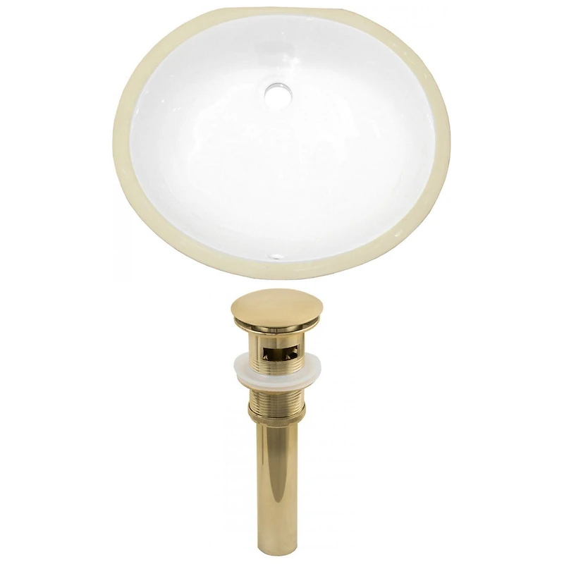 16.5-in. W CSA Oval Bathroom Undermount Sink Set In White - Gold Hardware - Overflow Drain Incl. AI-24890