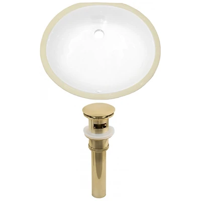 16.5-in. W CSA Oval Bathroom Undermount Sink Set In White - Gold Hardware - Overflow Drain Incl. AI-24890