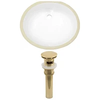 16.5-in. W CSA Oval Bathroom Undermount Sink Set In White - Gold Hardware - Overflow Drain Incl. AI-24890