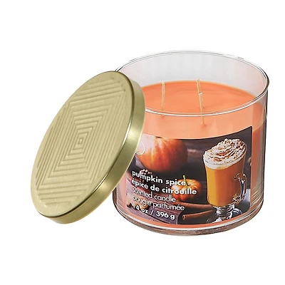 14 Oz 3 Wick Jar Candle With Lid (Pumpkin Spice)