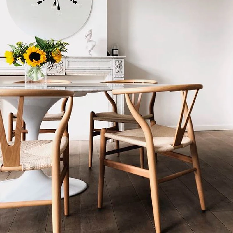 Heavenly Collection | Chaise de salle à manger Wishbone en bois naturel pour cuisine ou salle à manger