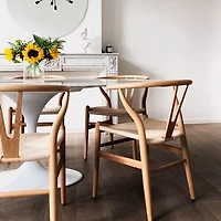 Heavenly Collection | Chaise de salle à manger Wishbone en bois naturel pour cuisine ou salle à manger
