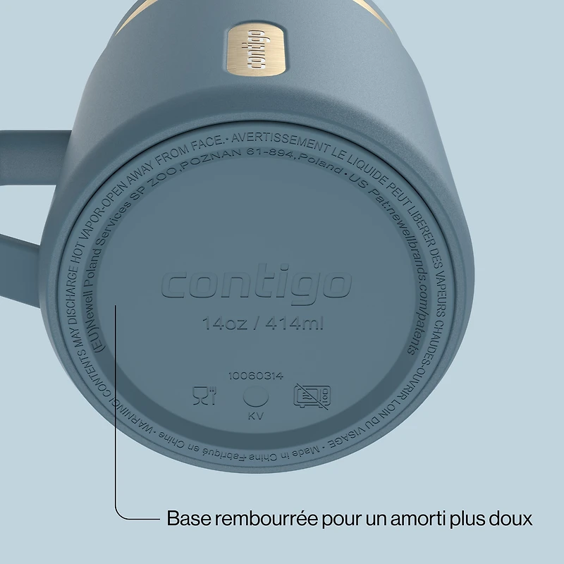 Contigo SnapSeal Insulated Stainless Steel Travel Coffee/Tea Mug, 14 oz (414 ml) – Compact, Leak-Proof, BPA-Free, Lead-Free, Dishwasher Safe