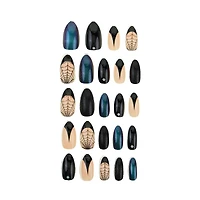 Halloween Expressions 24pc Self-Adhesive Press-on Nails - Midnight Blue/Black