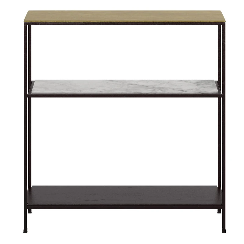 Industrial Chic Metal & Marble Console Table - Antique Gold & Black