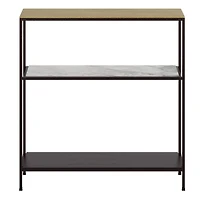 Industrial Chic Metal & Marble Console Table - Antique Gold & Black
