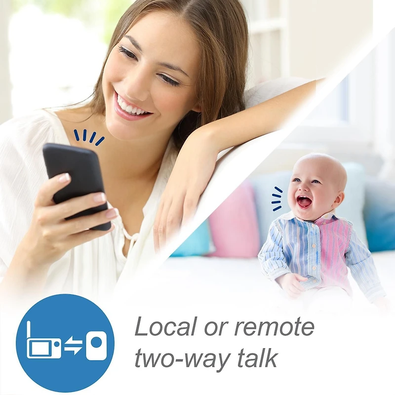 VTech RM5754HD Moniteur vidéo de bébé 1080p intelligent Wi-Fi de 5 po doté d'une caméra HD, d'une veilleuse intégrée et d'une caméra, blanc RM5754HD de VTech
