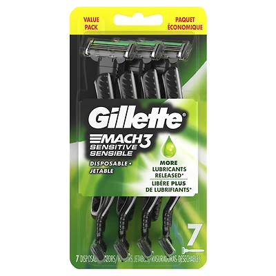 Gillette Mach3 Sensitive Men’s Disposable Razors, 7CT