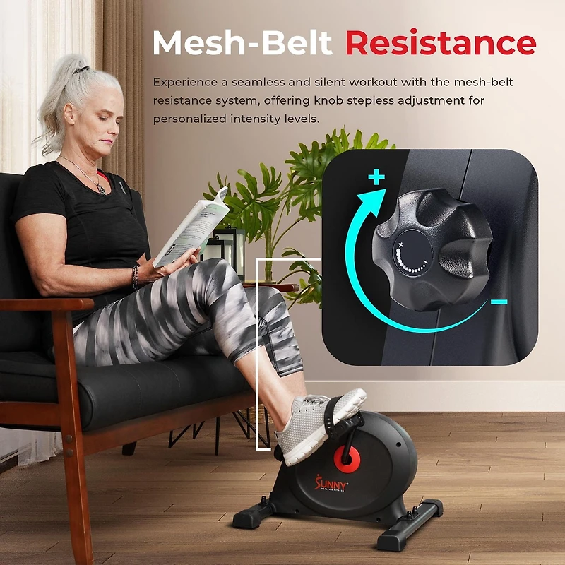 Sunny Health & Fitness Mini Pédalier Intelligent Sous le Bureau, Vélo d'Exercice à Double Fonction avec Conception à Profil Bas - SF-B023005DGY