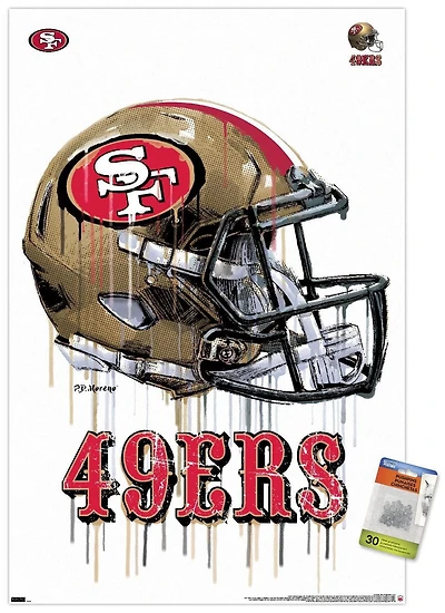 NFL San Francisco 49ers - Drip Helmet 20 Wall Poster with Push Pins