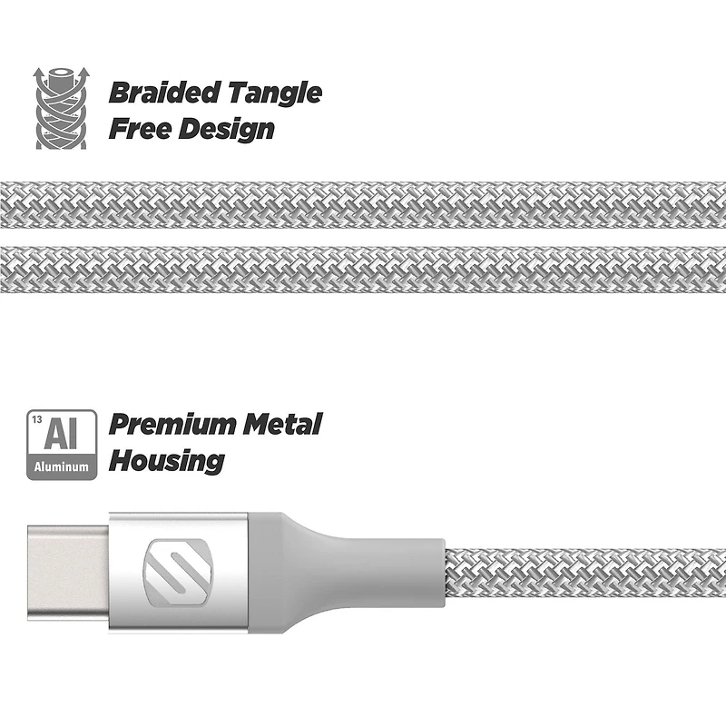 Scosche CAB4SR-SP Fil de chargement et sync tressé pour dispositifs USB-C