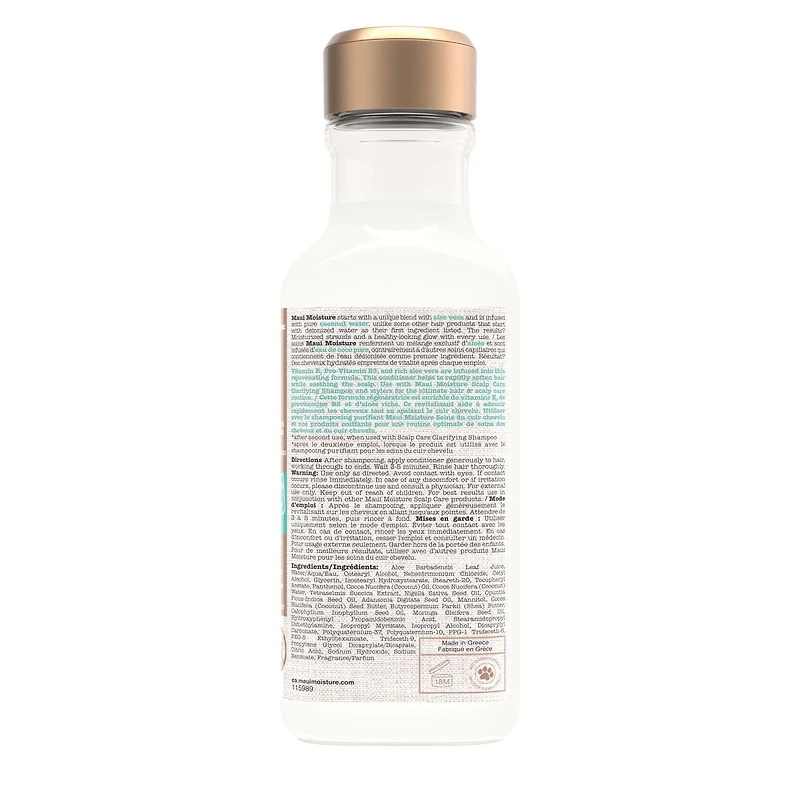 Maui Moisture Revitalisant Régénérateur Soins du Cuir Chevelu, Revitalisant Apaisant pour Cheveux Bouclés avec Vitamine E, Provitamine B5 & Aloès Vera, Sans Silicones