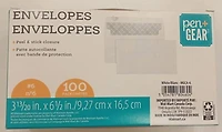 Pen + Gear Enveloppes blanches à peler et coller n°6 , 3 13/20"x 6 1/2" , 100 unité Pen + Gear Enveloppes  n°6