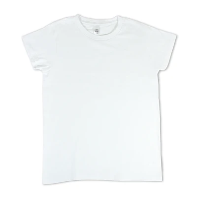 CRAFTEE, T-Shirt, Crew Neck, Ladies, White, Large, 100% Cotton, Chest 50.8cm (20in), Length 68.58cm (27in), Tie Dye, Fabric Markers, Fabric Paint