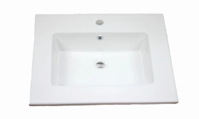 American Imaginations 25 in. Ensemble de dessus en céramique W 1 trou en couleur blanche - Drain de trop-plein incl. AI-29921