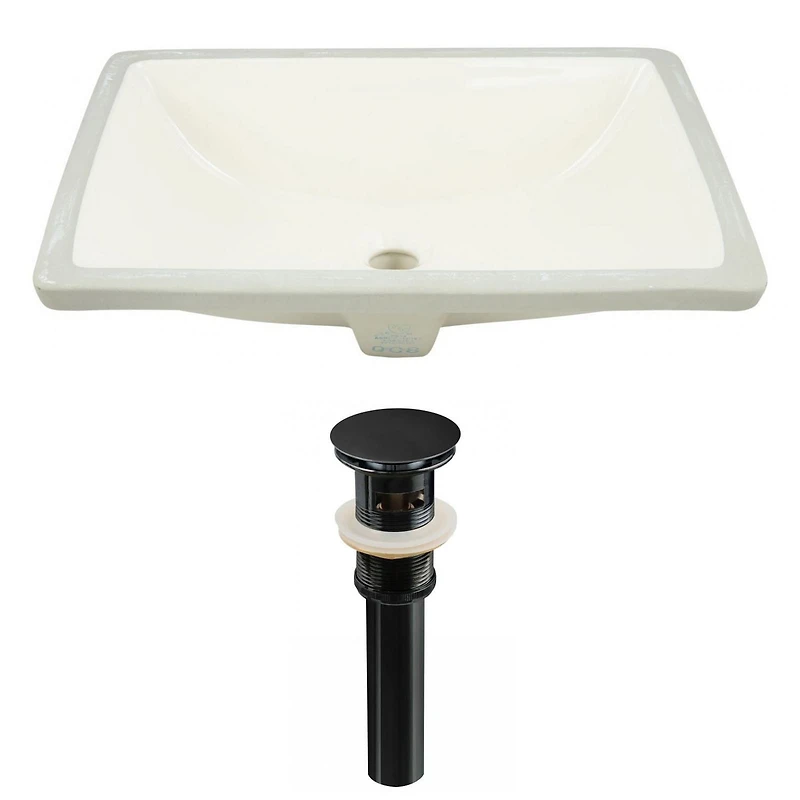 18.25-in. W CUPC Rectangle Bathroom Undermount Sink Set In Biscuit - Black Hardware - Overflow Drain Incl. AI-24833