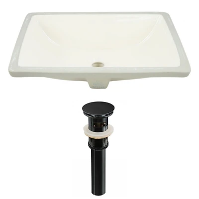 18.25-in. W CUPC Rectangle Bathroom Undermount Sink Set In Biscuit - Black Hardware - Overflow Drain Incl. AI-24833