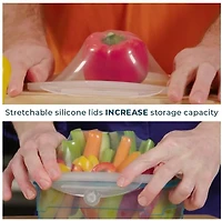 As Seen on TV Stretch and Fresh Silicone Food Storage System – 6-Piece Airtight, Leak-Proof Containers for Solid & Liquid Foods, BPA-Free, Freezer & Microwave Safe