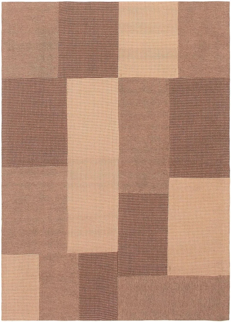 ECARPETGALLERY 4'6" x 6'6" Contemporary Collage Handmade Area Rug for Living Room, Dining Room and Bedroom in Brown