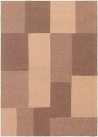 ECARPETGALLERY 4'6" x 6'6" Contemporary Collage Handmade Area Rug for Living Room, Dining Room and Bedroom in Brown