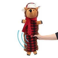 Holiday Time Large Squeaky Stuffed Dog Toy – Buffalo Plaid Hedgehog