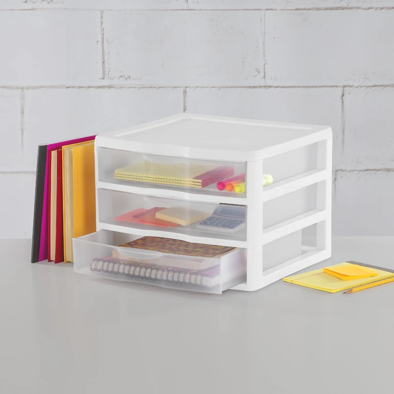 Sterilite Wide White 3 Drawer Unit