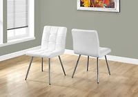 Monarch Specialties Dining Chair, Set Of 2, Side, Upholstered, Kitchen, Dining Room, Pu Leather Look, Metal, White, Chrome, Contemporary, Modern