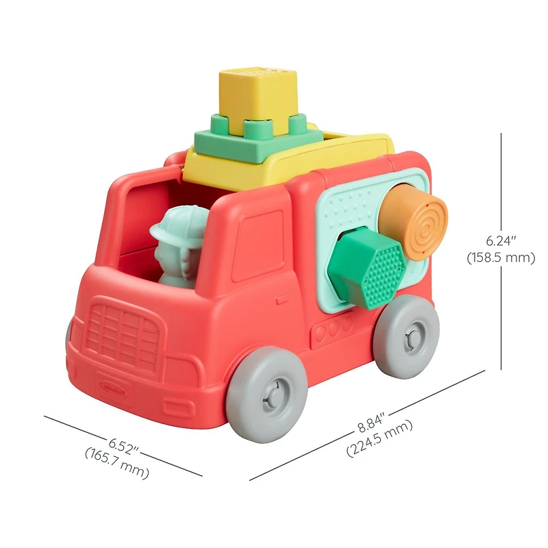 Coffret de jeu à empiler Infantino Super Soft Stack and Go Explorers - Camion de pompiers