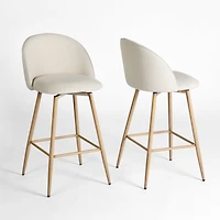 Homy Casa Sleek Modern Bar Stools, 26 in. Seat Height, Set of 2 with Fabric Upholstery