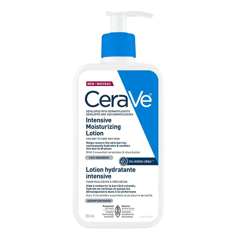 CeraVe Lotion Hydratante Intensive, Lotion avec 5 % Hydro-Urée pour Peau Sèche et Démangeaisons, 355 ml