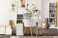 South Shore Crea Table de bricolage avec huche-Blanc solide