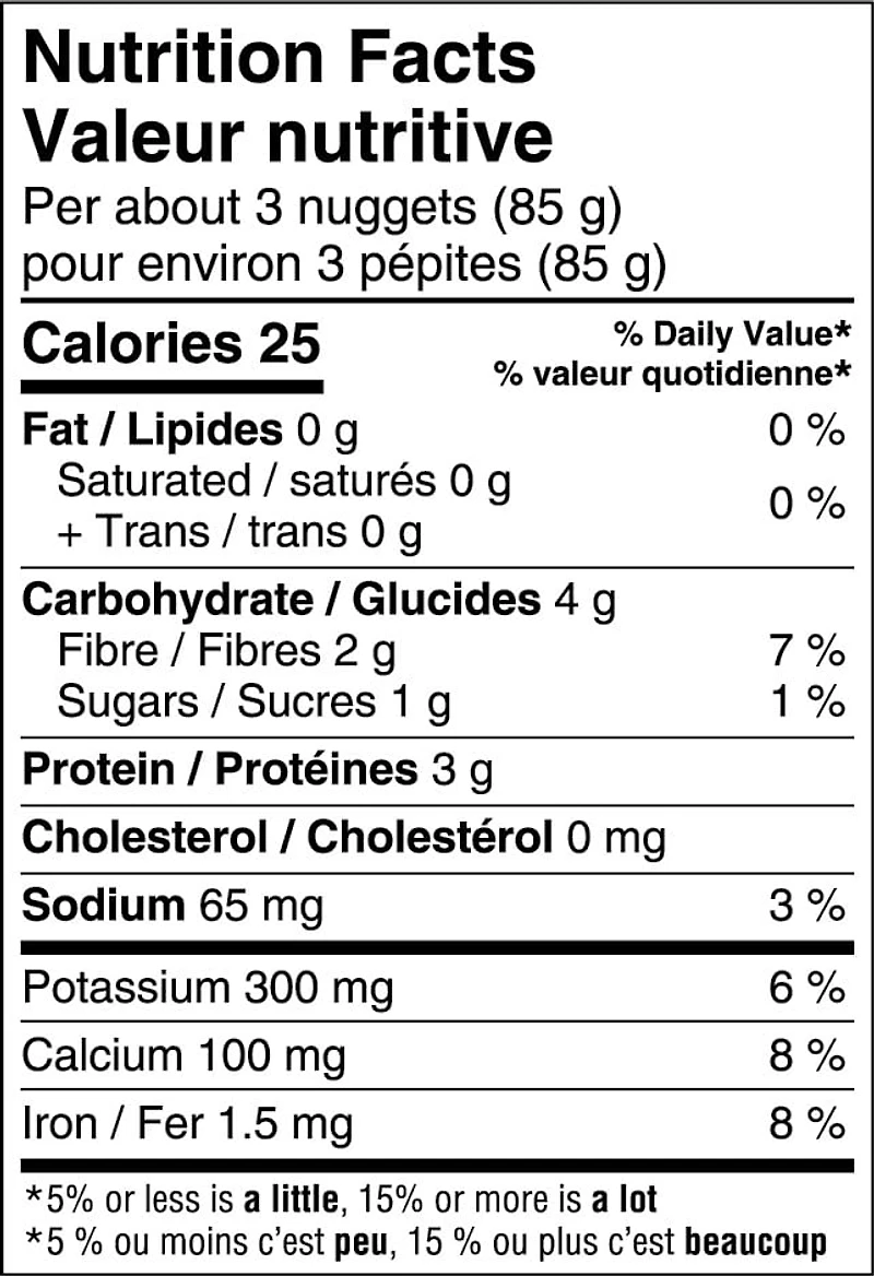 Pépites d'épinards hachés naturel Great Value 500 g