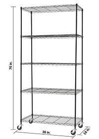 TRINITY Basics 5-Tier Wire Shelving Rack | 36 x 18 x 76 | Includes Wheels | NSF | Black