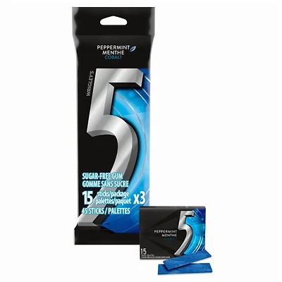 5, Cobalt saveur de menthe, gomme sans sucre, 15 palet., 3 emb .