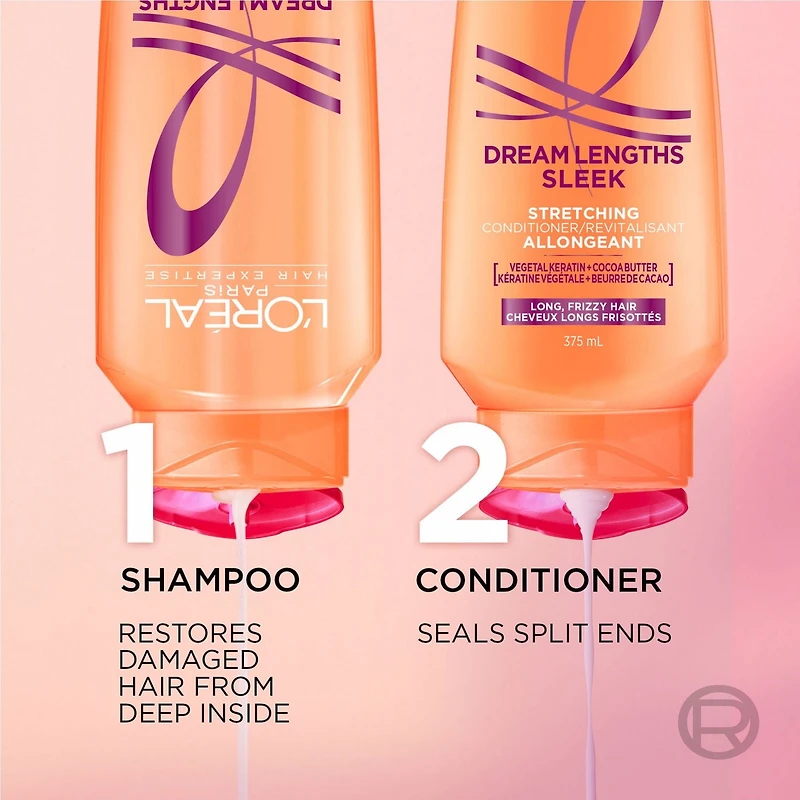L'Oréal Paris Dream Lengths Sleek Stretching Shampoo 375 ml, For Long, Frizzy Hair