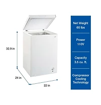 Koolatron - Congélateur coffre compact, blanc, 3,5 pieds cubes