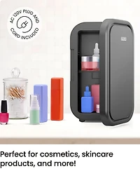 ICEMAN Portable Mini Fridge w/ 8 355 ml (12oz) Can Capacity, Cools and Heats, Car Plug Included - Black, New