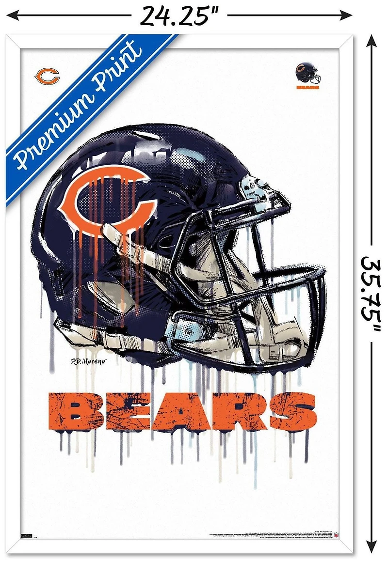 NFL Chicago Bears - Drip Helmet 20 Wall Poster, 22.375" x 34"