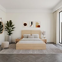 Ensemble de chambre à coucher Marcy 4 pièces avec lit, tête lit et 2 chevets flottants panneaux d'extension